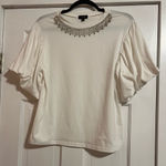 On Twelfth #172 RHINESTONE EMBELLISHED PUFF SLEEVE BLOUSE TOP SIZE MEDIUM Photo 0