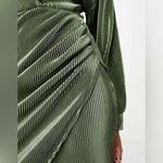 ASOS  Women's Plisse Wrap Midi Dress Collared with Blouson sleeves Green Size 10 Photo 3