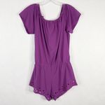 Fabletics  XS Romper Perforated Legs‎ Purple Off Shoulder Short Sleeve 1304 Photo 1