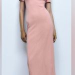 ZARA  - Top Stitched Midi Dress | Short Sleeve/Off The Shoulder - Pale Pink | NWT Photo 3