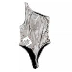 Miss Selfridge  Festival Metallic One Shoulder Bodysuit in Silver, Size 0​​​ Photo 3