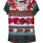 Desigual Women's Multicolored Floral Patchwork Short Sleeve T-Shirt Art to wear Photo 0