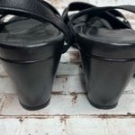 Dana Davis Italian Leather Crisscross Wedge Heels Casual Sandals [size 9.5 B] Black Photo 3