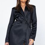 Princess Polly Suzie Black Satin Double Breasted Blazer Dress 8 Photo 2
