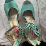 Betsey Johnson Turquoise platform high heel sandals, embellished with sparkling blue Photo 1