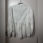 Mud Pie  White Blouse with Blue Embroidery Photo 2