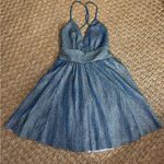 Lulus Stop the Show Blue Glitter Skater Dress, Size XS Photo 3