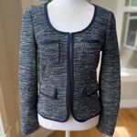 Banana Republic  Navy Blue White Tweed Cropped Lady Jacket Size 0 Photo 0