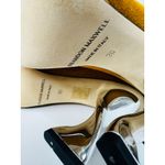 Brandon Maxwell Camel Suede Knee High Boots Sz 39 US 9 Sculptural Metallic Heel Tan Photo 3