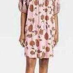 Knox Rose Dress Womens L Purple Orange Floral Boho V Neck Puff Sleeve Peasant Photo 0