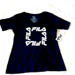 FILA T-Shirt graphic black & white V neck short sleeve size M Photo 0