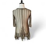 KAKTUS Geometric Print Sheer Overlay Kimono Cardigan Top 3/4 Sleeve Asymmetrical Size M Photo 1