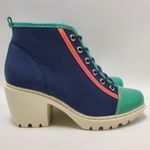 Opening Ceremony Grunge Lace Up Sneakers Canvas Booties Color Block Size EU 37 Photo 0