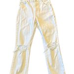 Rollas Layla high rise straight white distressed knee jeans size 27 Photo 3