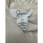 Japna  Cream White Silky Satin Pleated Faux Wrap Long Sleeve Peplum Blouse Top M Photo 2