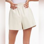 Good American Better Than Leather Drawstring Shorts Women’s Cream Size Small Photo 1