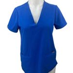 FIGS  Women's Blue Short Sleeve V Neck Pocket Medical Scrub T Shirt Top Size XS Photo 0