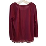 Aerie Women's Red Long Sleeve Lace Hem Blouse Size M Photo 6