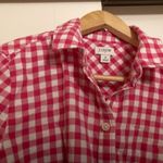 J. Crew Factory Boy Fit Button Up Shirt Small Pink Gingham Check Lightweight Photo 1