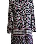 Eliza J Dress Navy Pink White Floral Bell Sleeve Lined Shift Dress Size 6 Photo 11