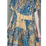Hunter Bell Blue & Brown Floral Patchwork Mini Babydoll Dress Photo 1