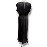 Madewell NWT Size 8 Black Satin Wide V-Neck Midi Dress NO107 Photo 8
