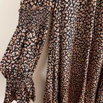 ByTiMo Floral Print Sheath Dress Unlined Mini Length Smocked Long Sleeve Size L Photo 4