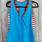 Nike Dri-Fit Women's Blue Tank Top with Orange Stripes Photo 0