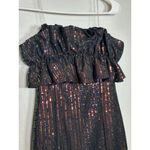 Allison & Kelly Sequin Ruffle Strapless Mini Dress Homecoming Cocktail Y2K Small Black Photo 3