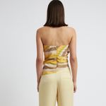 Christopher Esber Silk Nylon Shirting Side Drape Bustier Top in Striped Daylight Yellow Size 6 Photo 2