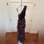 Mac Duggal NWT 70246 Black Floral Chiffon One Shoulder High Low Maxi Dress 0 Photo 4