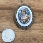 Cameo Vintage Brooch Western Germany Lady In Hat Photo 2