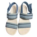 Clarks Cloudsteppers Sandals Womens Size 10 Blue White Striped Slingback Wedge Photo 3