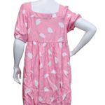 Loft Women’s Medium Square Neck Pink White Puff Sleeve Mini Dress Photo 5