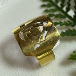 Vintage open work rose brass tone ring Gold Size 13 Photo 1