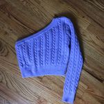 SheIn One-Shoulder Cable Knit Sweater - Purple Photo 0