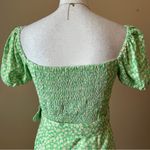 ZARA  | Green Floral Smocked Belted Mini Dress Sz M Photo 5