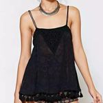 Urban Outfitters  Ecote Cami Top Black Floral Bead Tassel Women’s Sz S Y2K Photo 0