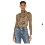 Lovers + Friends  Turtleneck Leopard Print Bodysuit with Long Sleeves in Tan Smal Photo 2