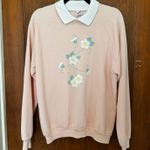 Jerzees VTG Collared Embroidered Flower Sweatshirt XL 46 Cottagecore Grannycore Photo 0