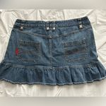Tripp NYC  Blue Denim Mini Skirt w Ruffle Bottom Size 16 Photo 1