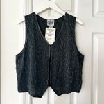 Sweet Sue NWT Deadstock Black Iridescent Swirl Embellished Beaded Silk Vest L Size L Photo 5