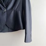 Max Mara  • Wool Silk Blend Pin Stripes Blazer,‎ One-Button, Round Hem, Size 10 Photo 4