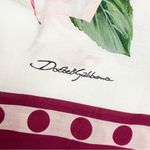 Dolce & Gabbana Floral Tropical Rose Print Cotton Scarf Wrap Pink White Photo 7