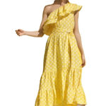 Lisa Marie Hernandez Linen Blend Polka Dot Ruffle Dress Yellow Size XS NWT Photo 13