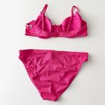 Old Navy [] Hot Pink Rib Knit Balconette Bikini Top Matching Bottoms Swimsuit XL Photo 2