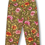Talbots EUC VTG  Stretch Floral Cropped High Rise Pants Women's 8 Olive Green Photo 0