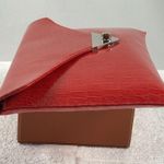 JustFab Shiny patent Red Snakeskin snap clutch Photo 4