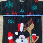 Allison Brittney  Black Christmas Sweater - Santa & Reindeer M Photo 4