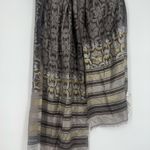 Loft Taylor Gold Metallic Taupe Lightweight Scarf Gray and Gold Patterned Scarf Photo 2